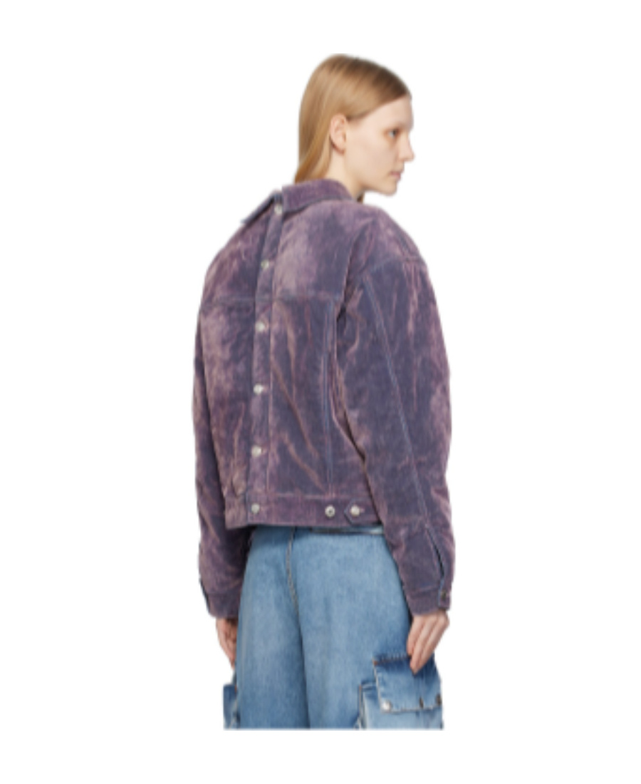 Msgm Flock Denim Faded Denim Jacket In Gray