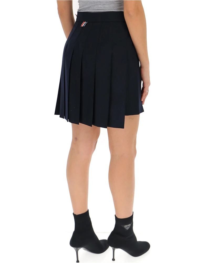 Shop Thom Browne Asymmetric Pleated Miniskirt In Black