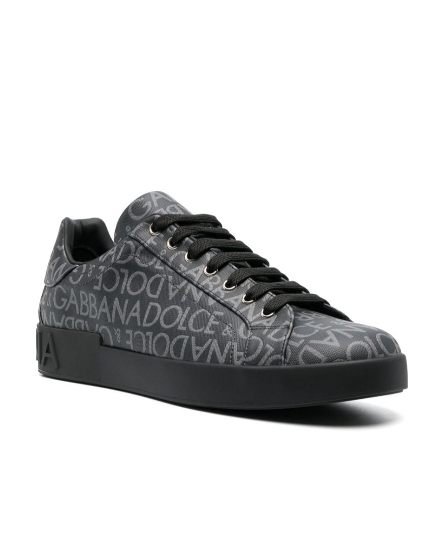 Shop Dolce & Gabbana Portofino Logo-jacquard Sneakers In Black