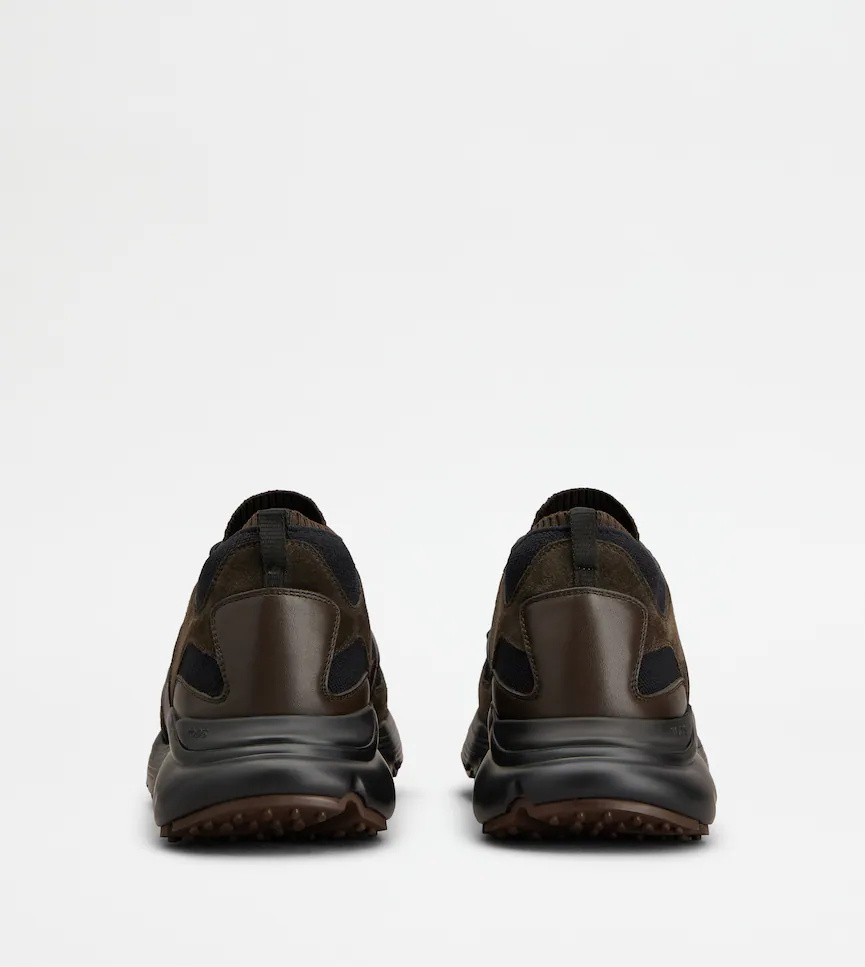 Tod's Sneakers In Pelle E Tessuto Tecnico In Black