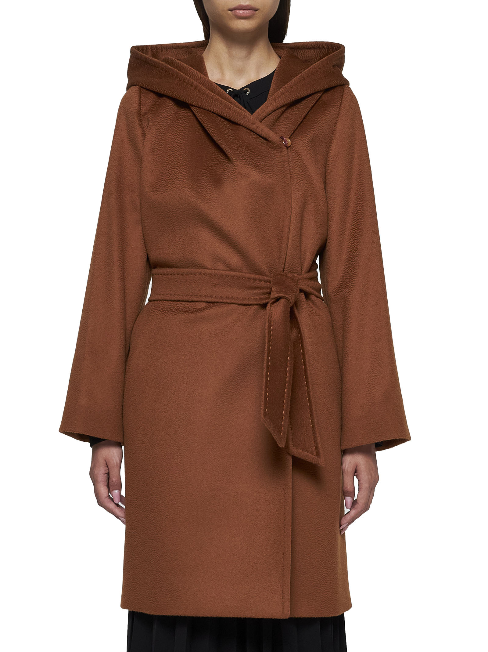 Max Mara Long-sleeved Coat In Brown