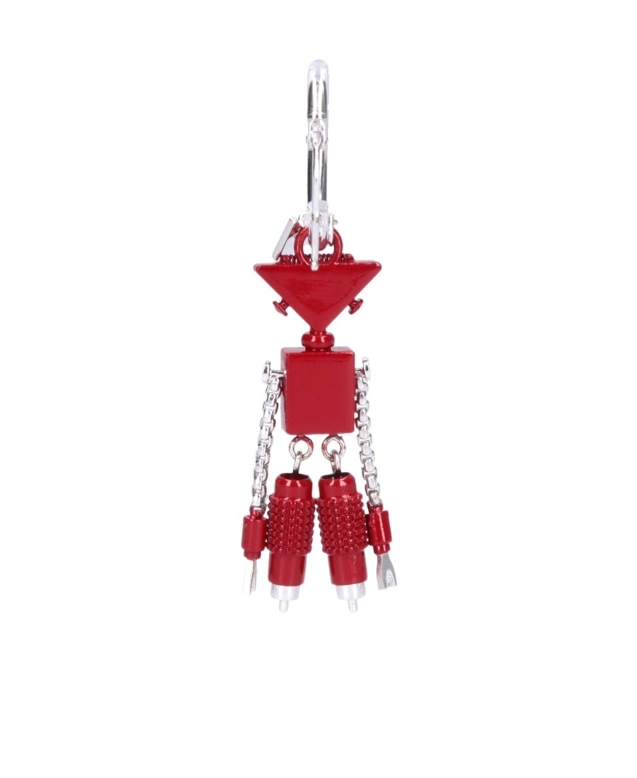 Prada Charm-detailed Hoop Earring In Red