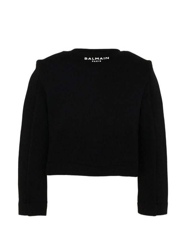Balmain Buttoned Cotton Jacket In Black