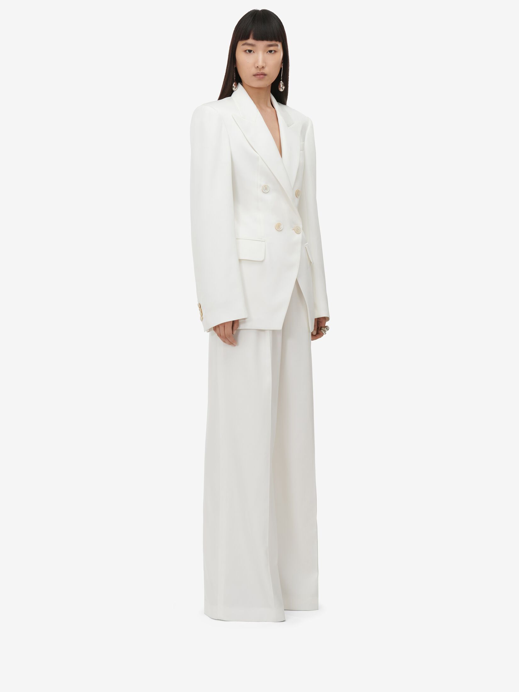 Alexander Mcqueen High Waist Wide-leg Trousers In White