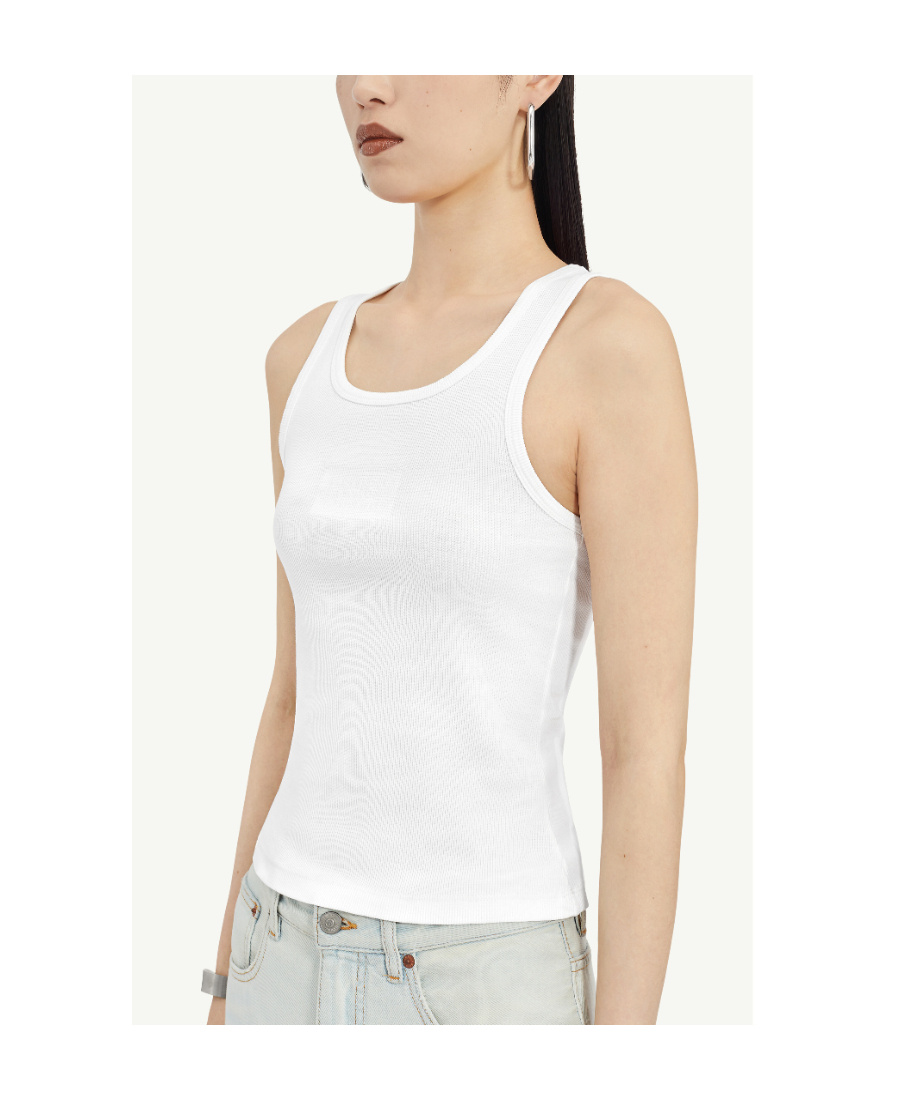 Shop Mm6 Maison Margiela Cotton Rib Jersey Vest Top In White