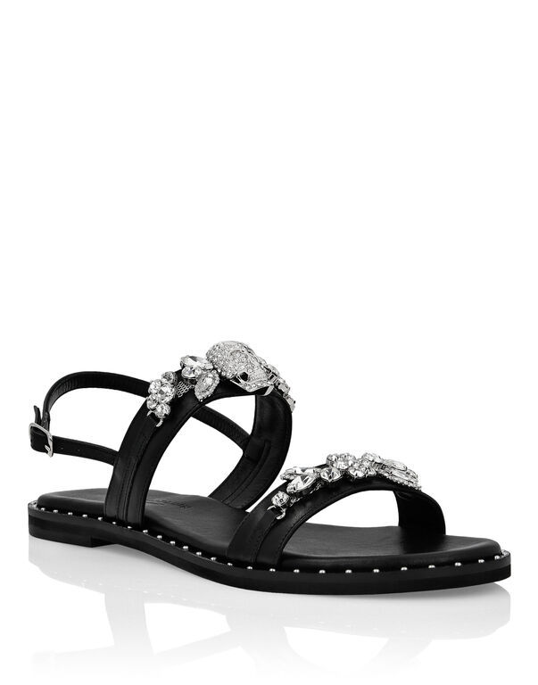 Philipp Plein Diamond Sandals In Black