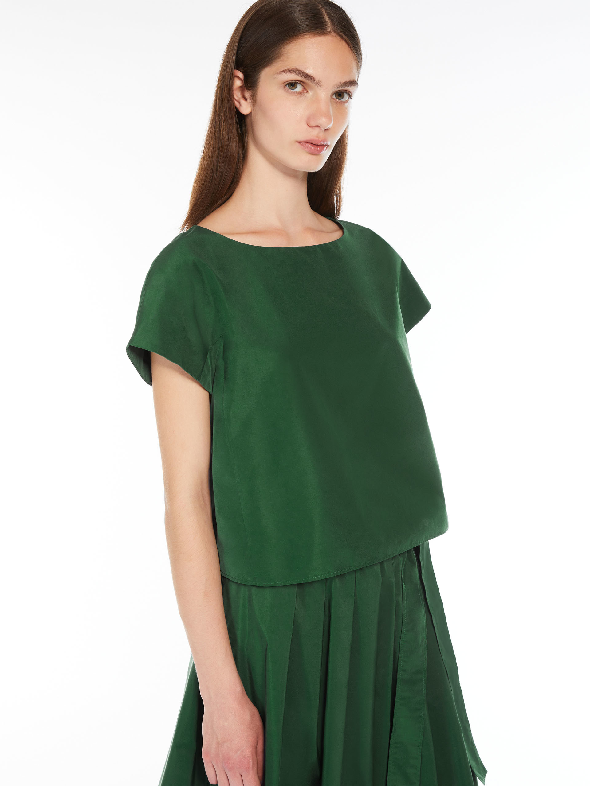 Weekend Max Mara Open-necked Black Shirt In Green