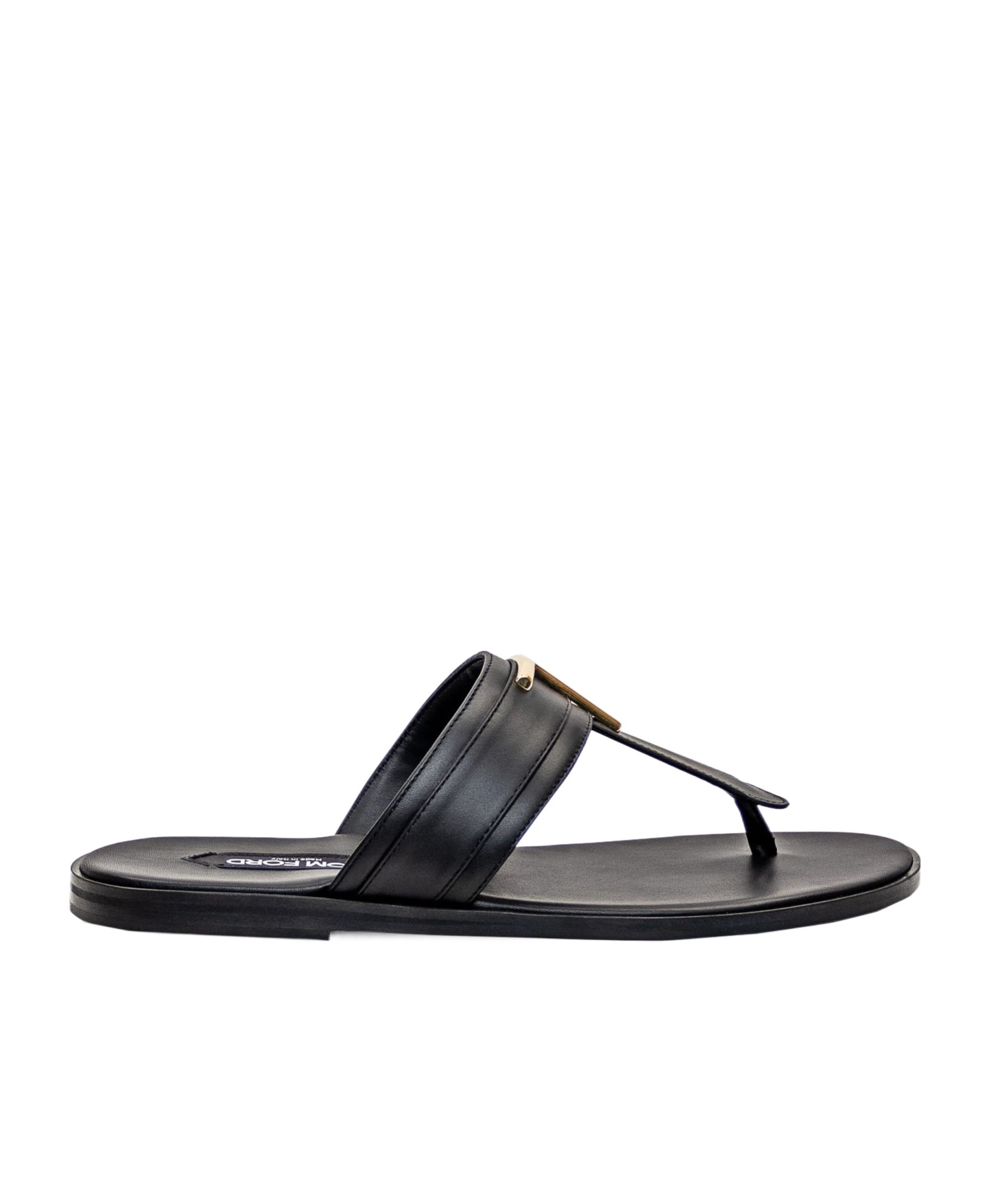 Tom Ford Brighton Leather Flip-flops In Black And Gold