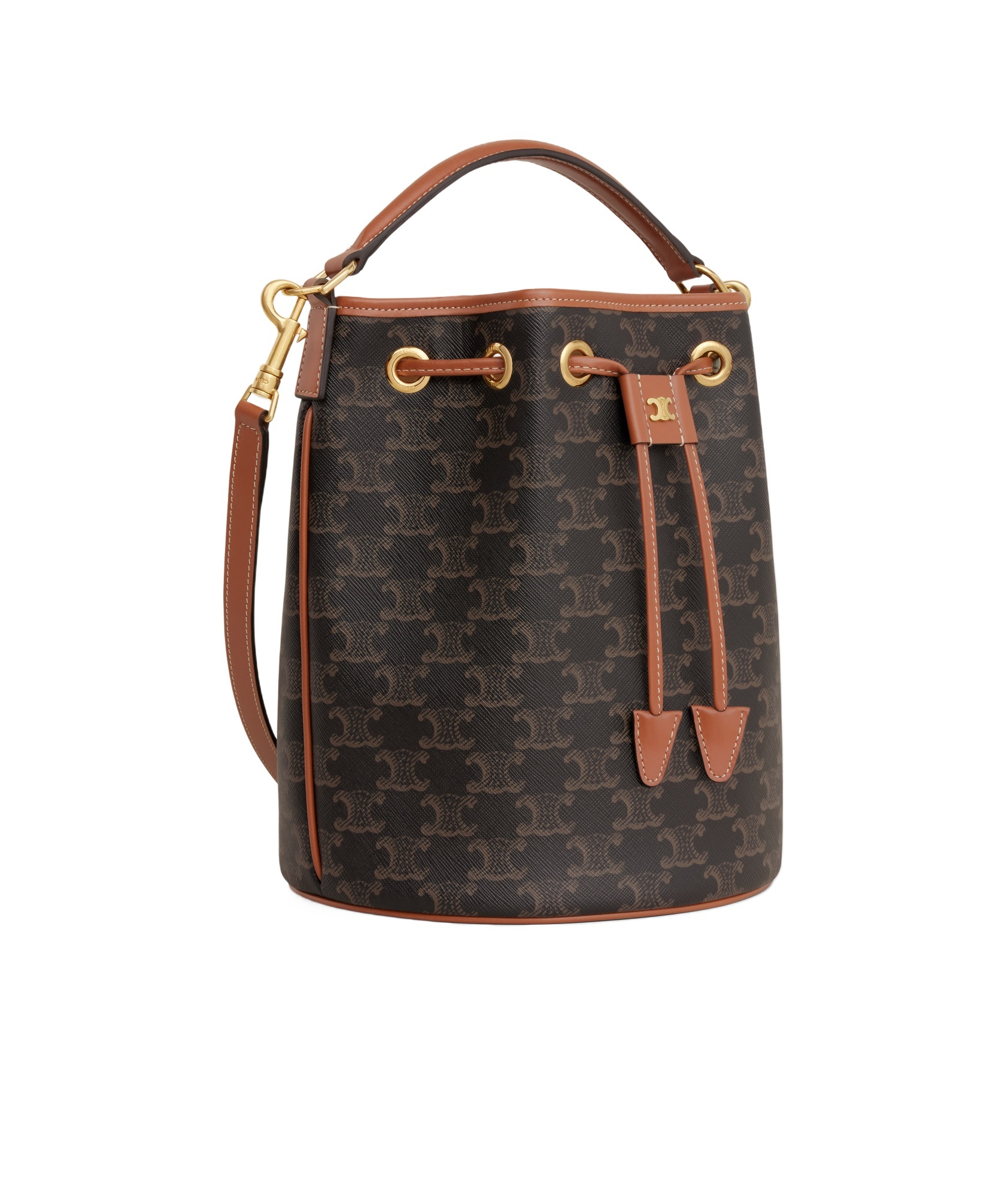 Celine Clara Drawstring Shoulder Bag In Brown