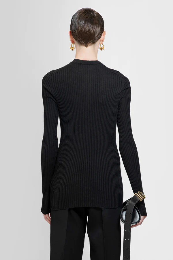 Jil Sander Round Neck Ribbed Cardigan In Black