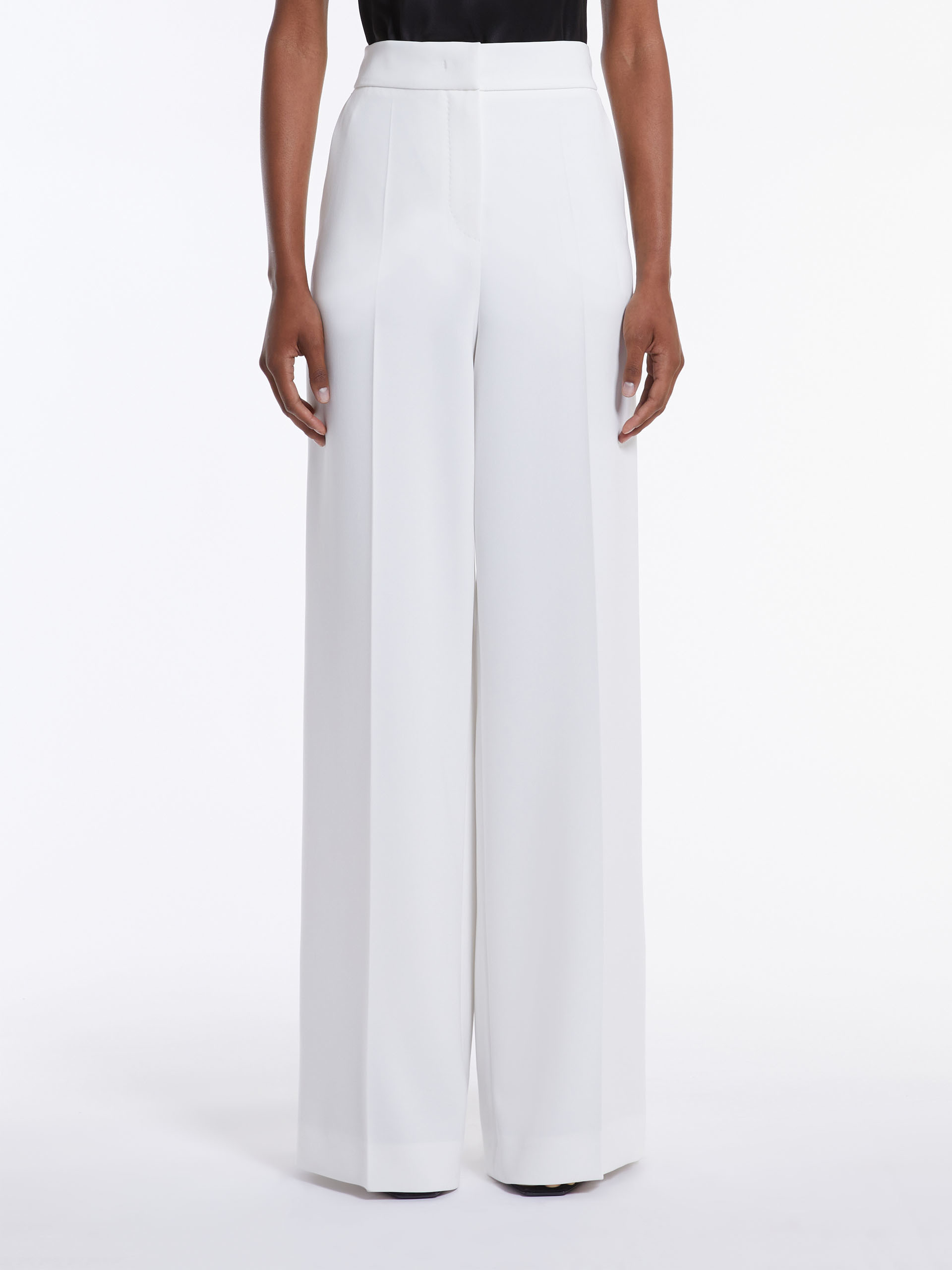 Max Mara High Belt Loop Casual Pants In White