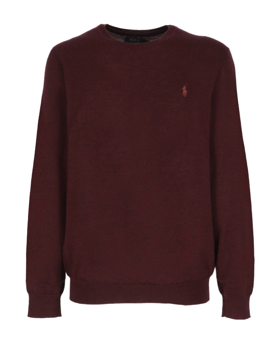 Polo Ralph Lauren Bordeaux Crewneck Sweater With Pony Logo Embroidered On The Front In Brown