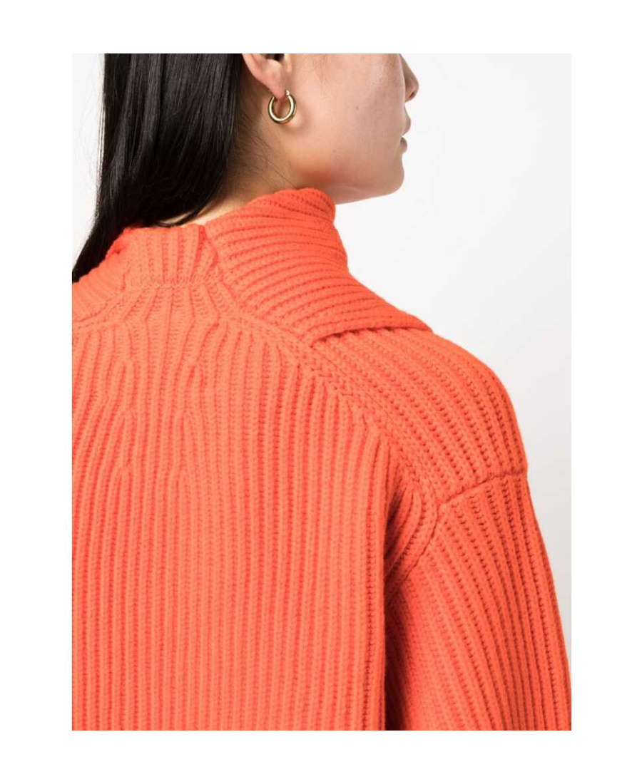 Jil Sander Long Sleeves Foulard Neck Cardigan Clothing In Orange