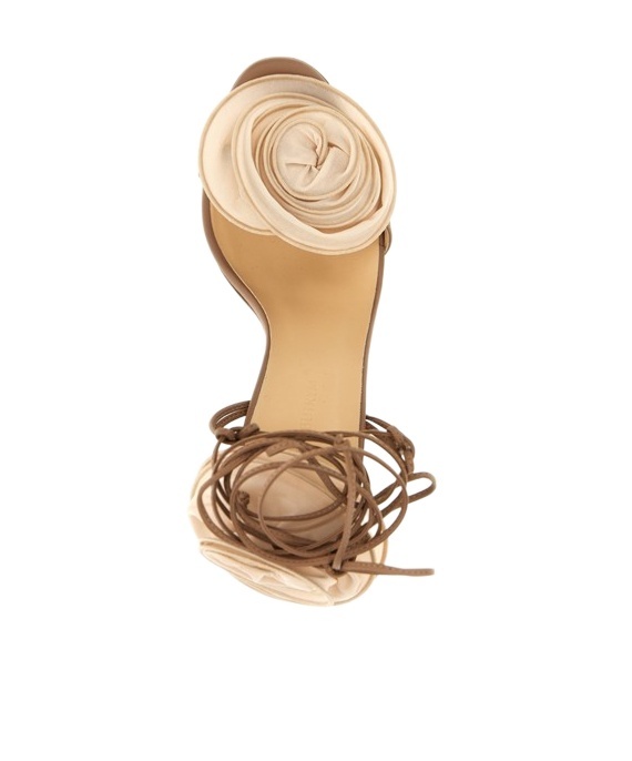 Magda Butrym 'sandals Ankle Wrap Floral Embellishment' In Beige