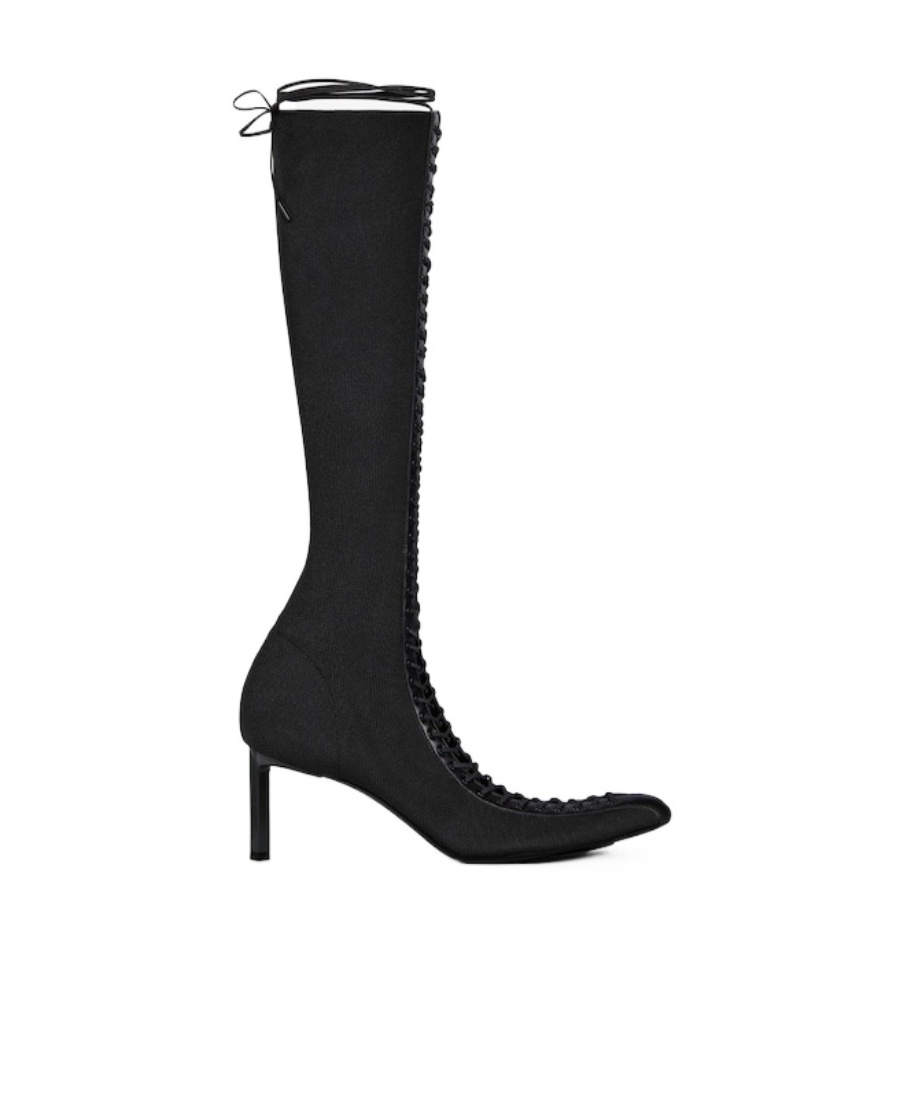 Givenchy Knee-high 70mm Lace-up Leather Boots In Black
