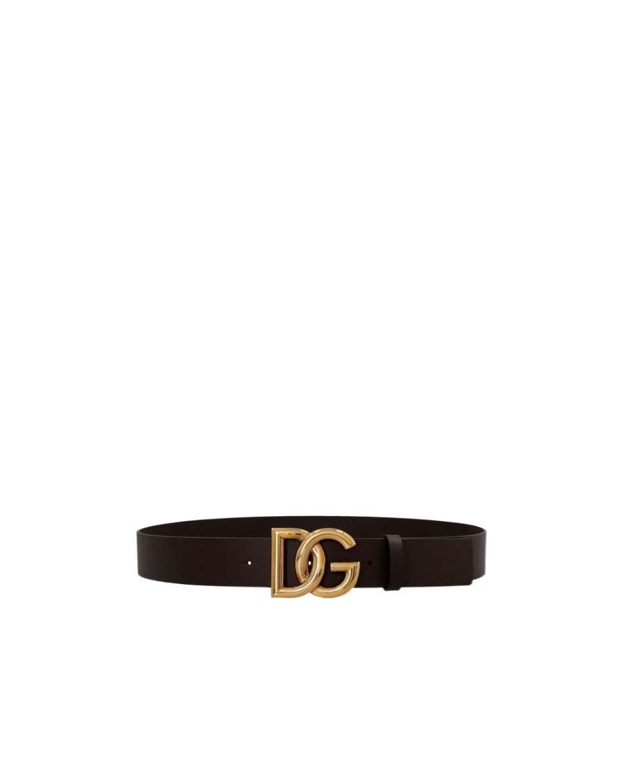 Dolce & Gabbana Black Belt With Buckle Closure And Interwoven Design In Leather Man In Black