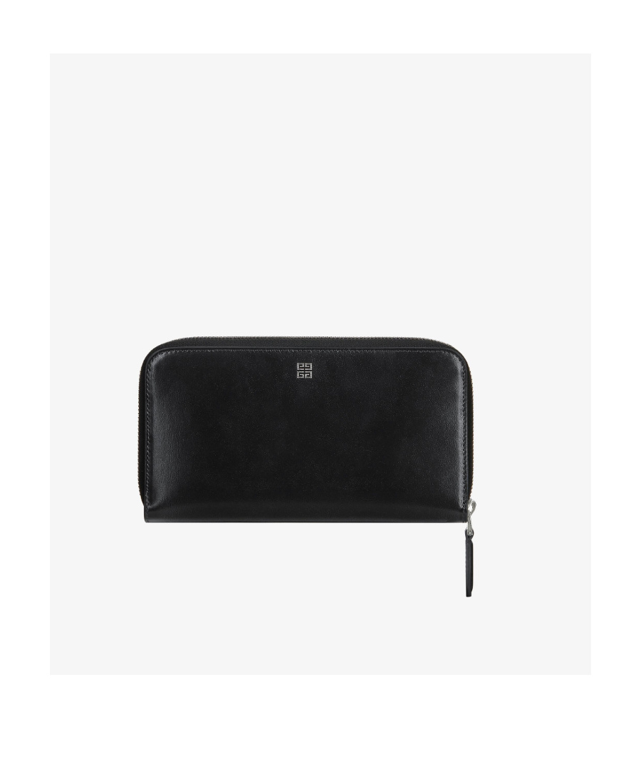 Givenchy Logo Plaque Leather Purse In Black