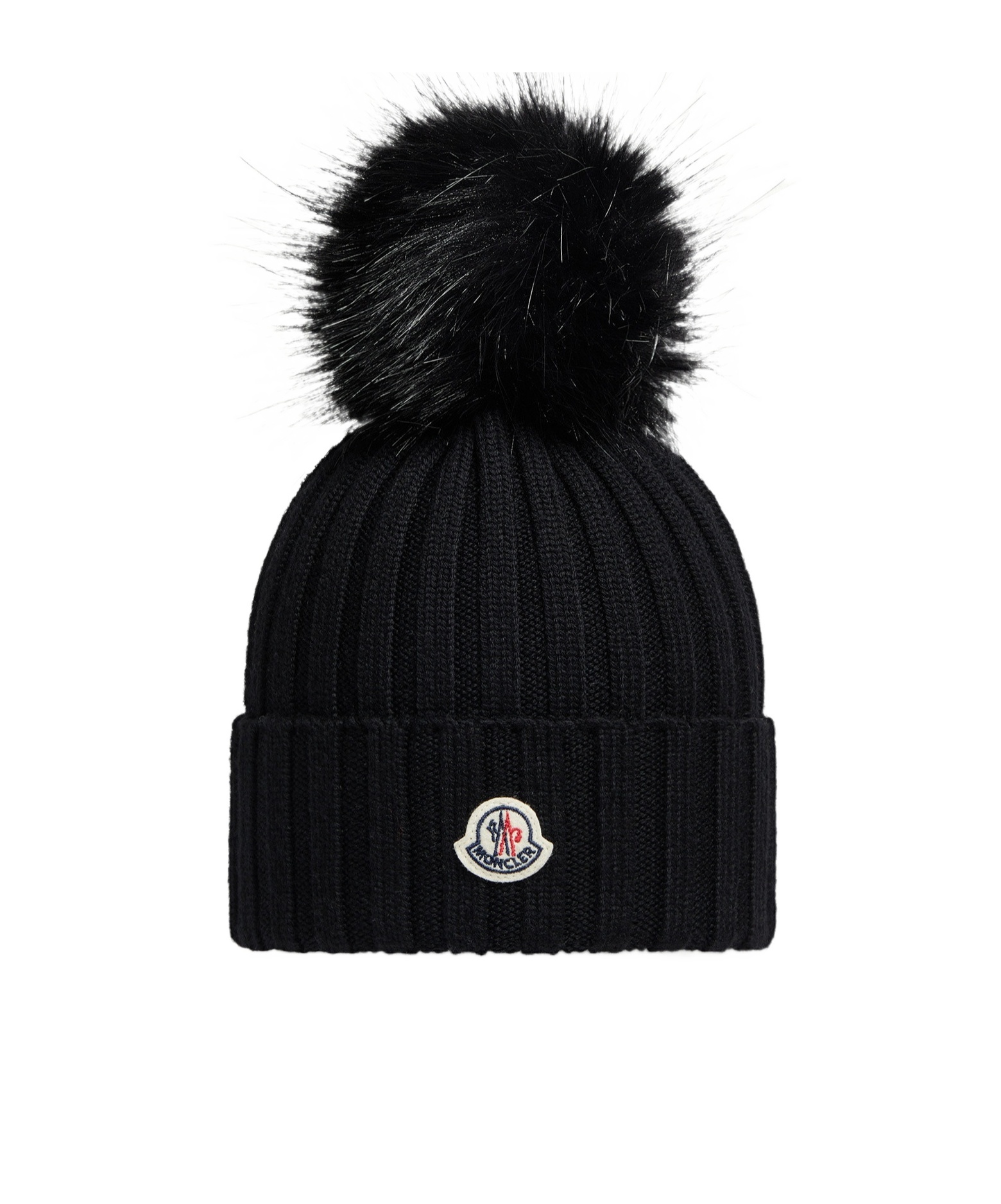 Moncler Virgin Wool And Black Cashmere Beanie Women In Black