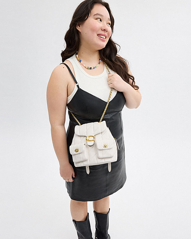 Coach Tabby Logo Backpack In White