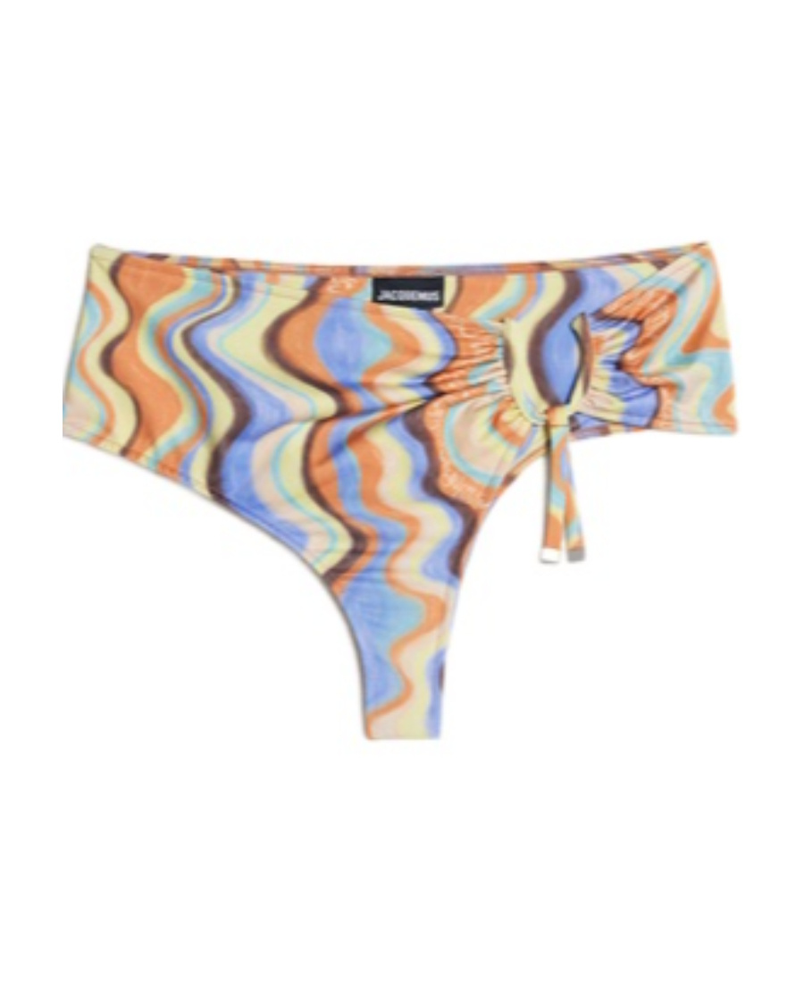 Jacquemus Le Bas De Maillot Aouro Bikini Bottoms Print Multicolors Waves Xl In Multicolor