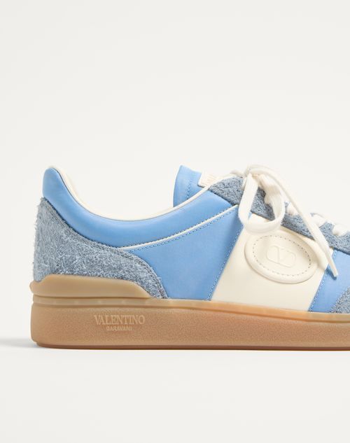 Valentino Upvillage Suede-trimmed Leather Sneakers In Nude