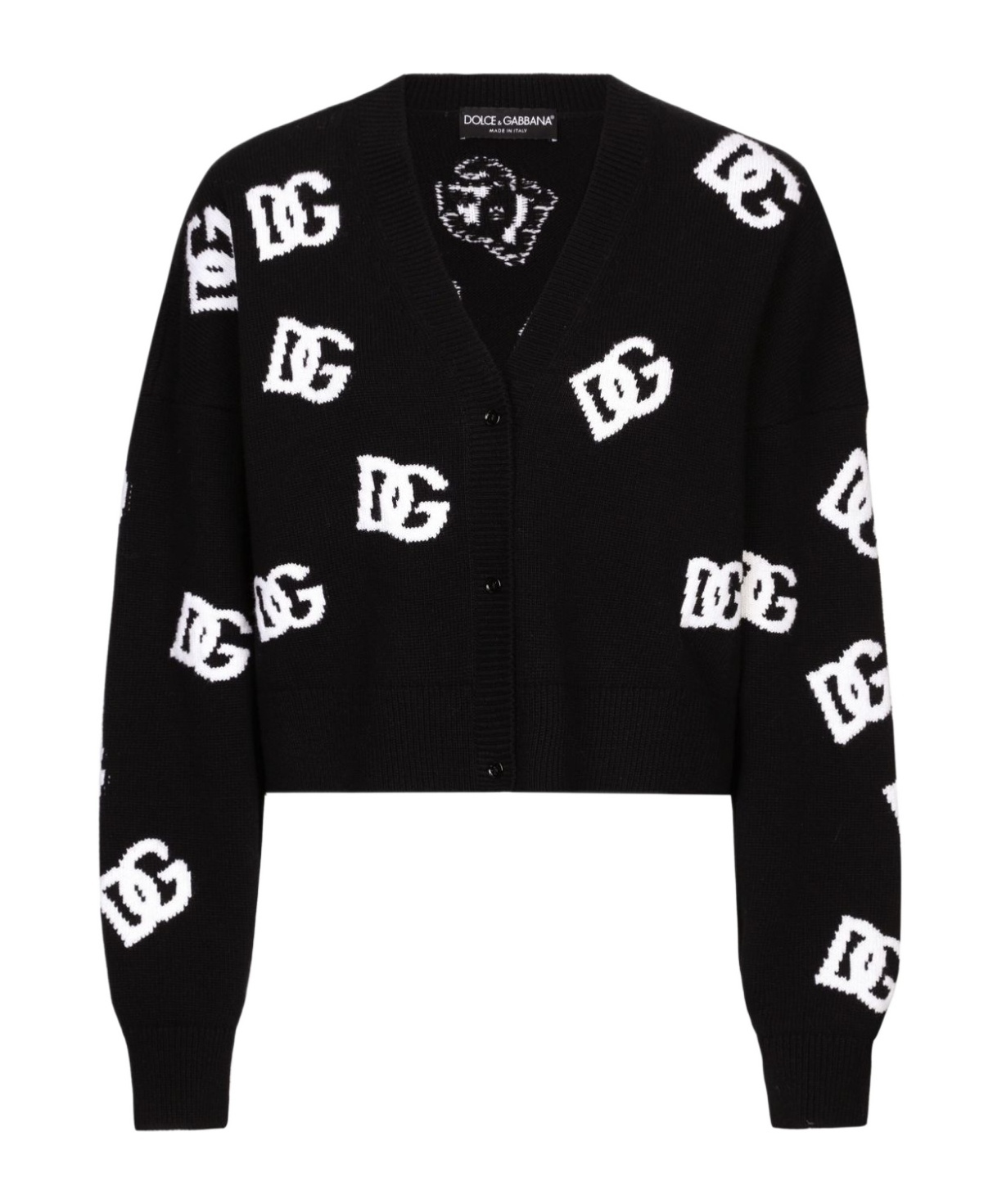 Dolce & Gabbana Logo Embroidered Cardigan In Black