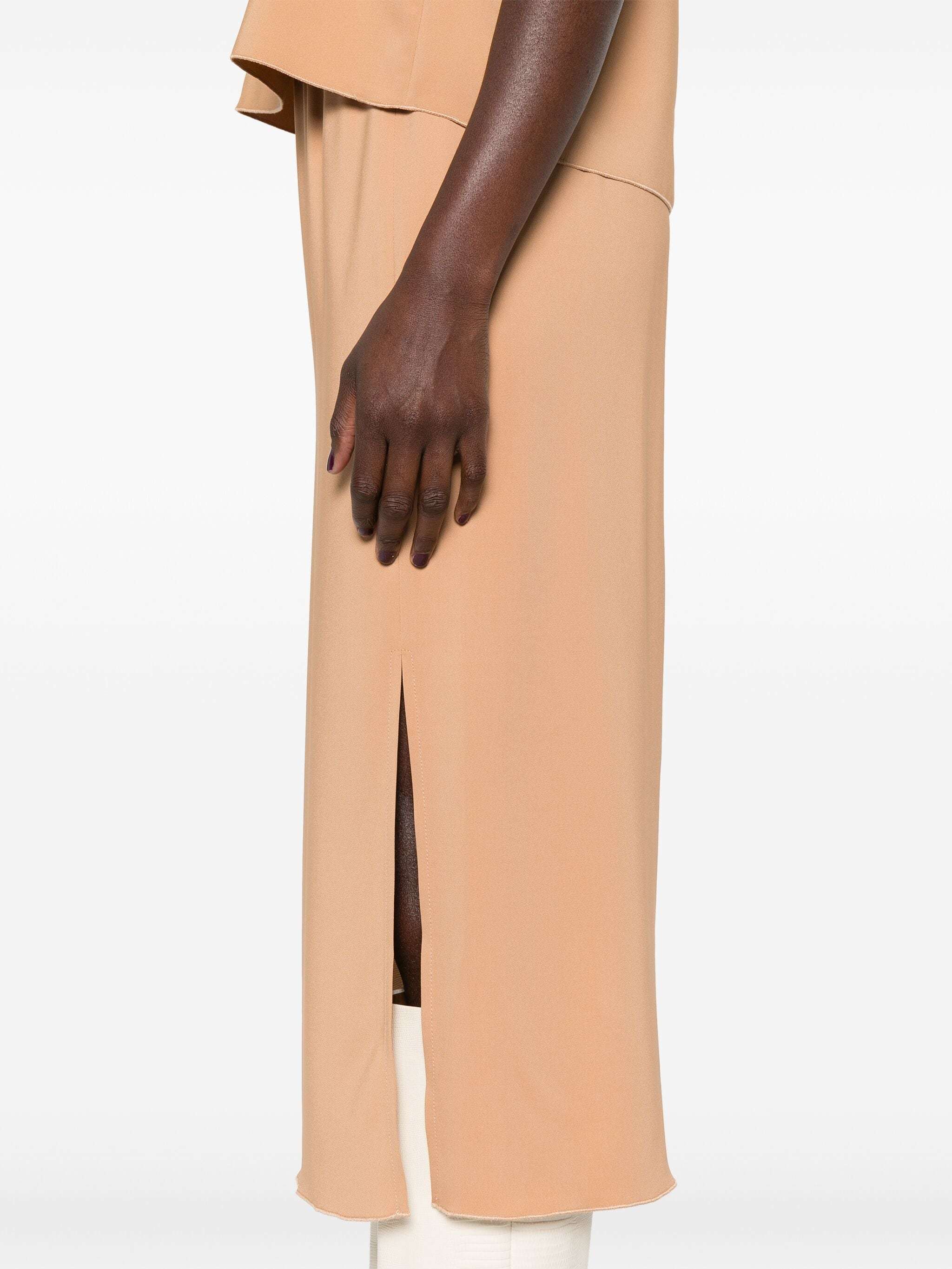 Shop Forte Forte Crepe Midi Skirt In Nude