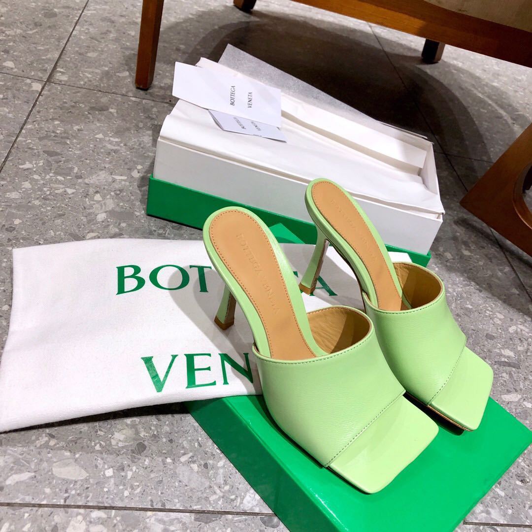Bottega Veneta Slip-on 90mm Leather Sandals In Green