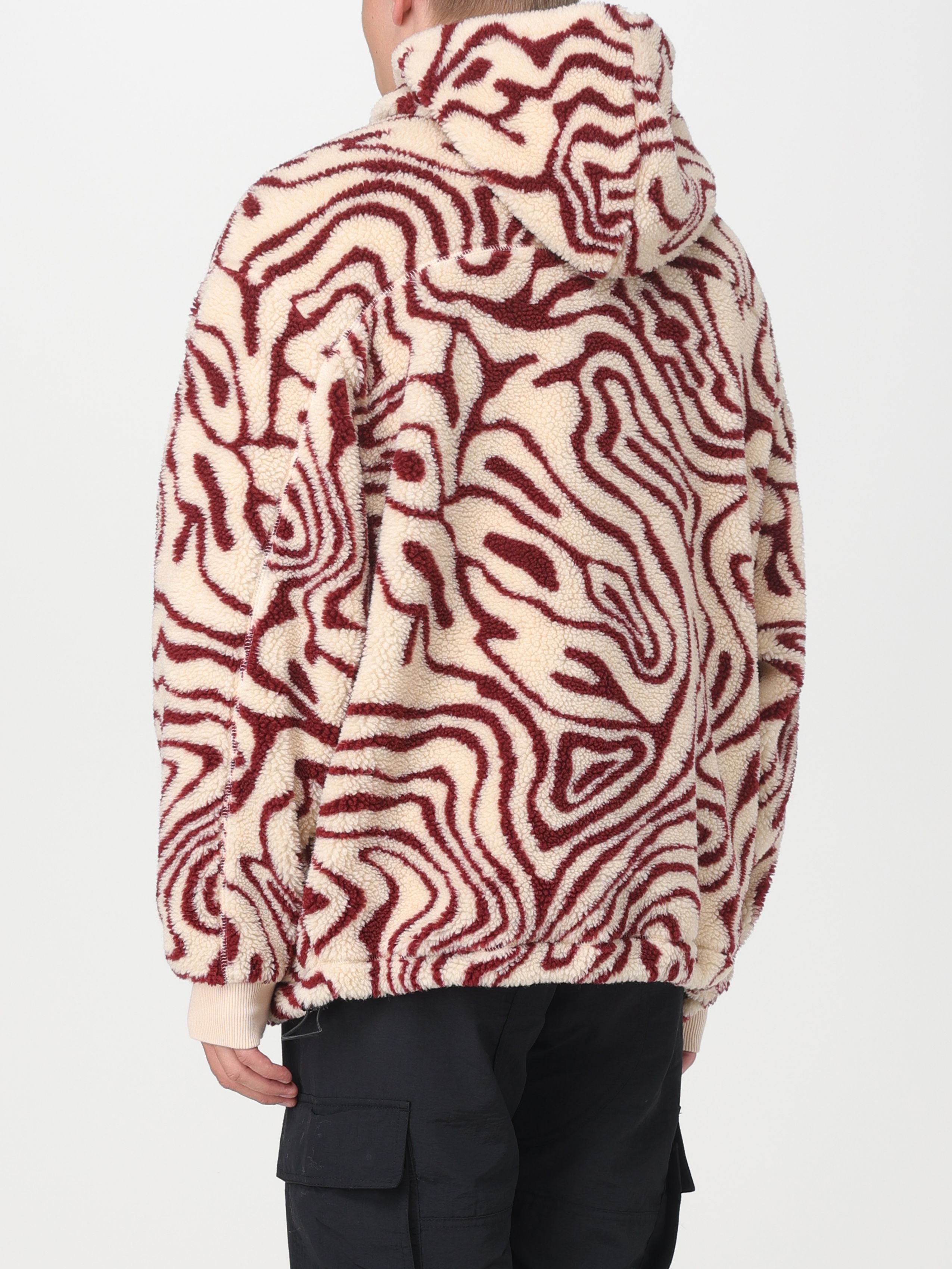 Shop Marcelo Burlon County Of Milan Printed Fleece Jacket In Nude