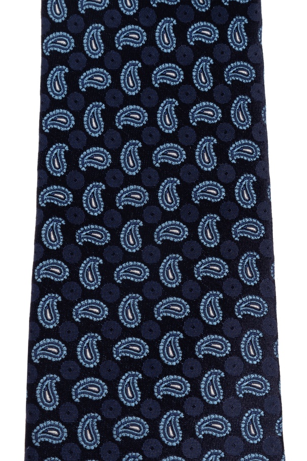 Etro Paisley Print Silk Tie In Black