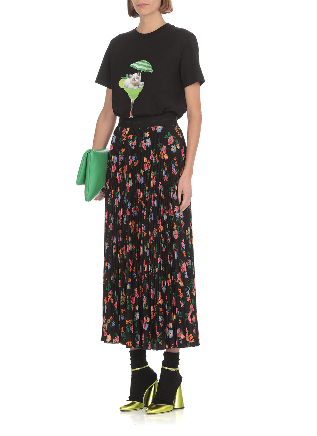 Msgm Cat Printed T-shirt In Black