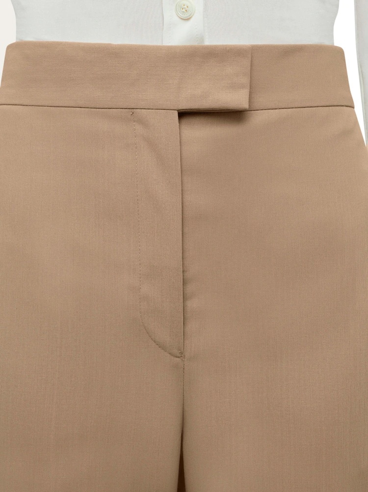 Ferragamo High-waisted Wool Casual Pants In Brown