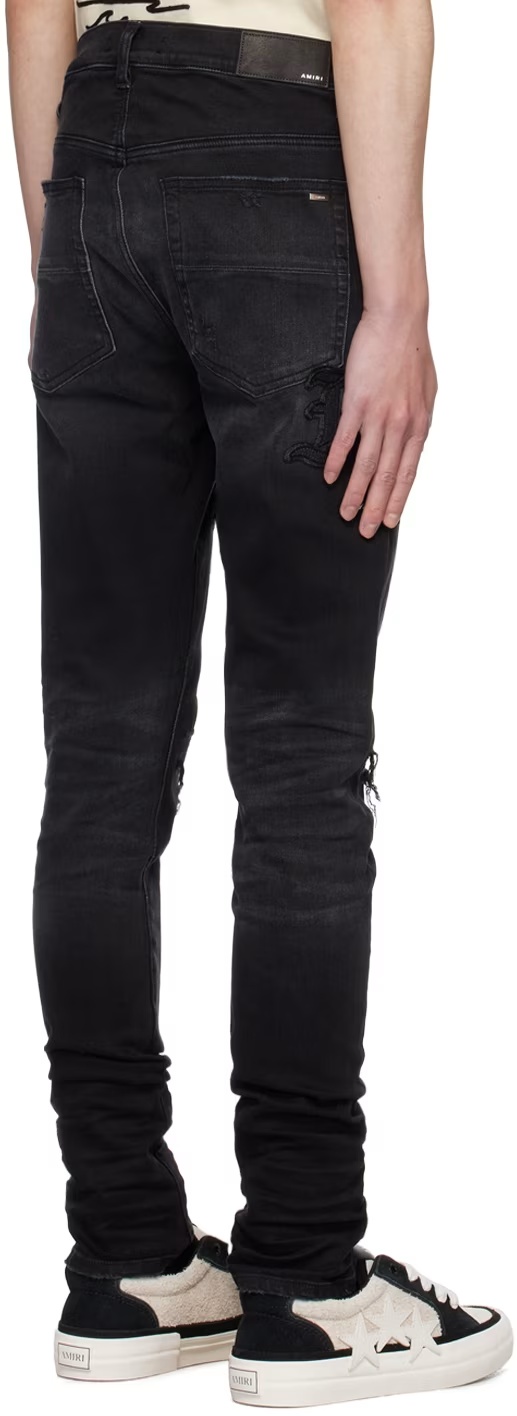 Amiri Black Ma Varsity Repair Jeans In Black