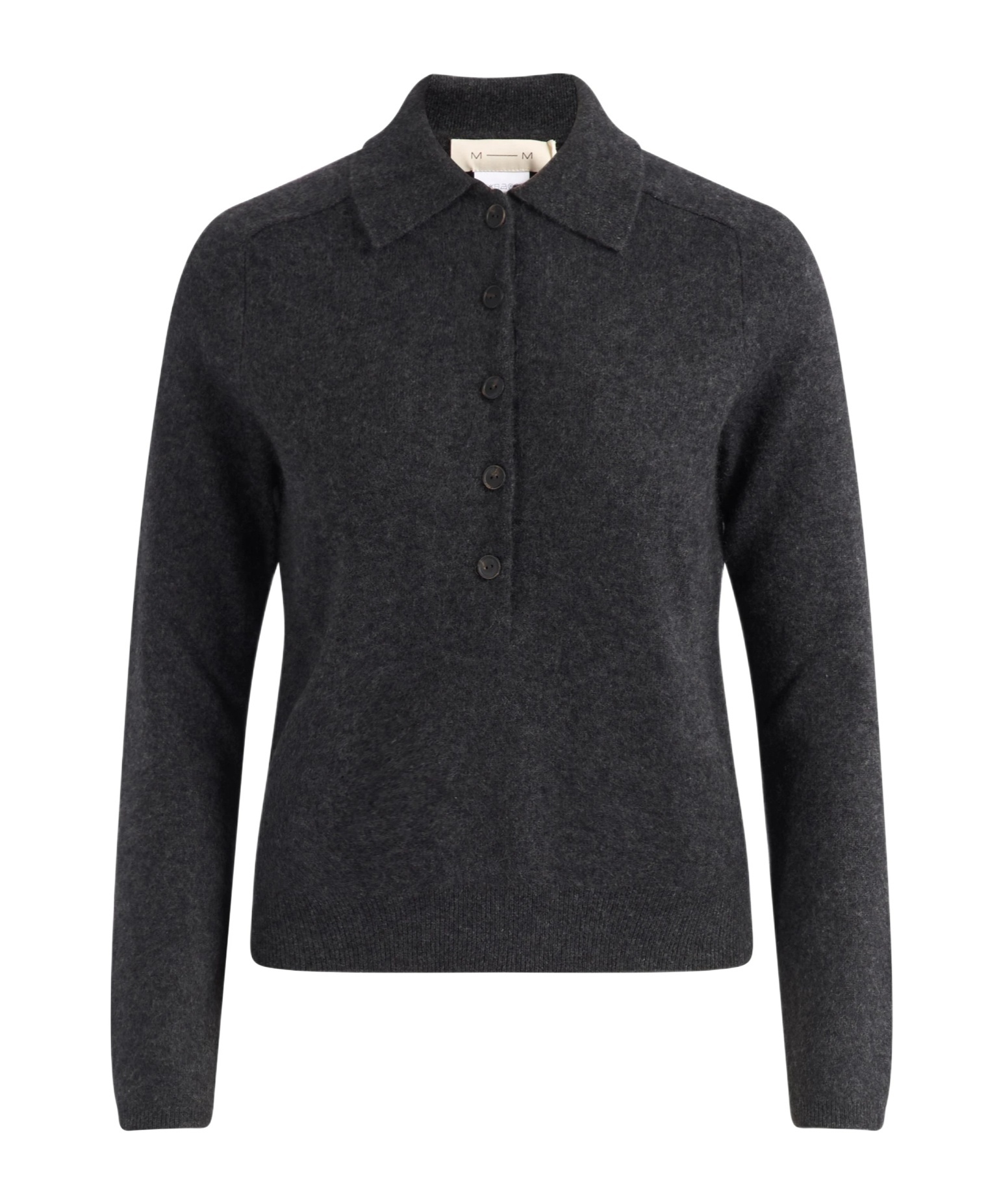 Max Mara Knit Polo Shirt In Charcoal Gray Mixed