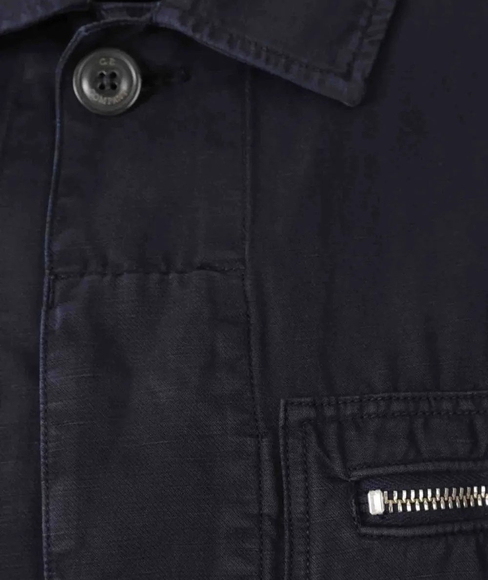 C.p. Company Twill Shirt Jacket In Blue