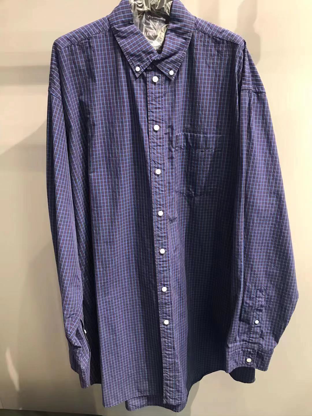 Balenciaga Plaid Shirt In Blue