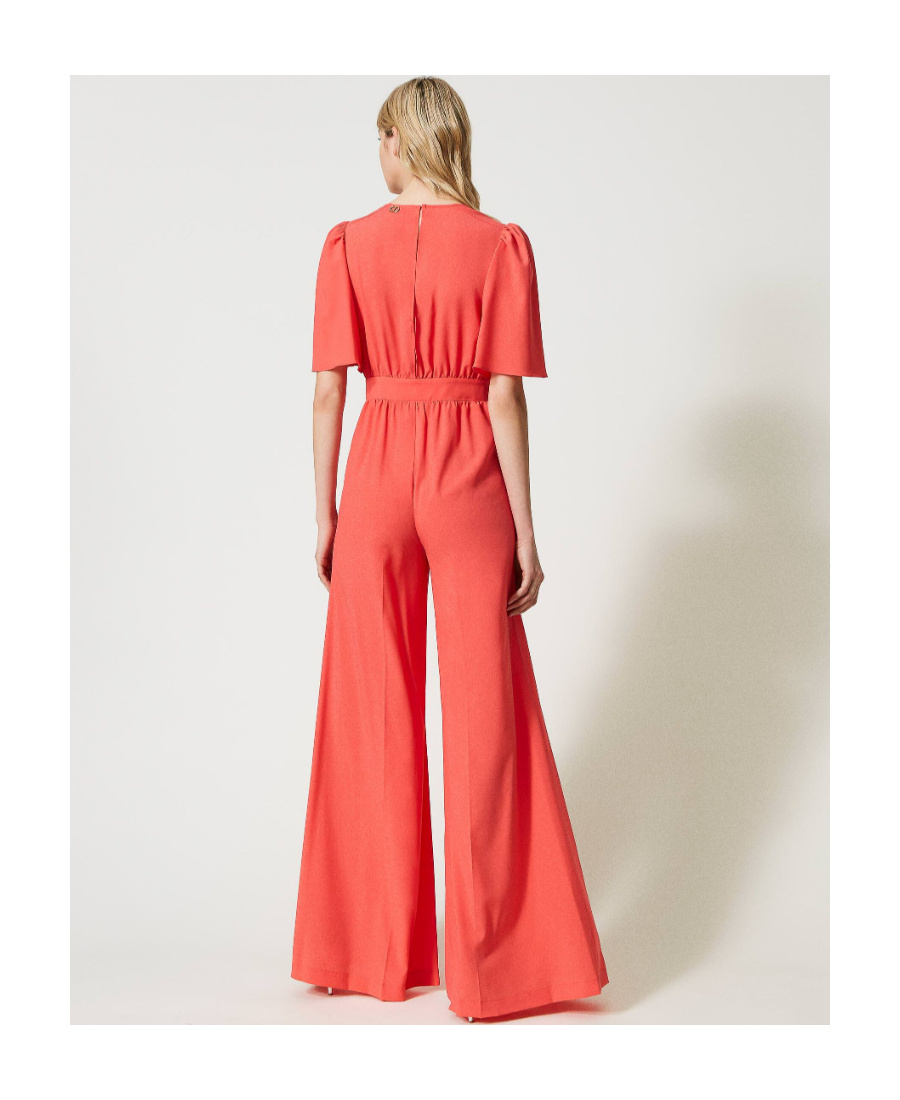 Shop Twinset Lace Jumpsuit In Orange