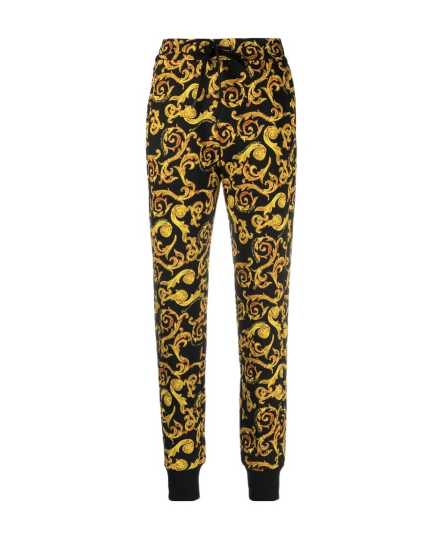 Versace Jeans Barocco-print Drawstring-waist Trousers In Brown