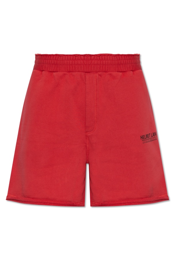 Helmut Lang Cotton Distressed Shorts In Red
