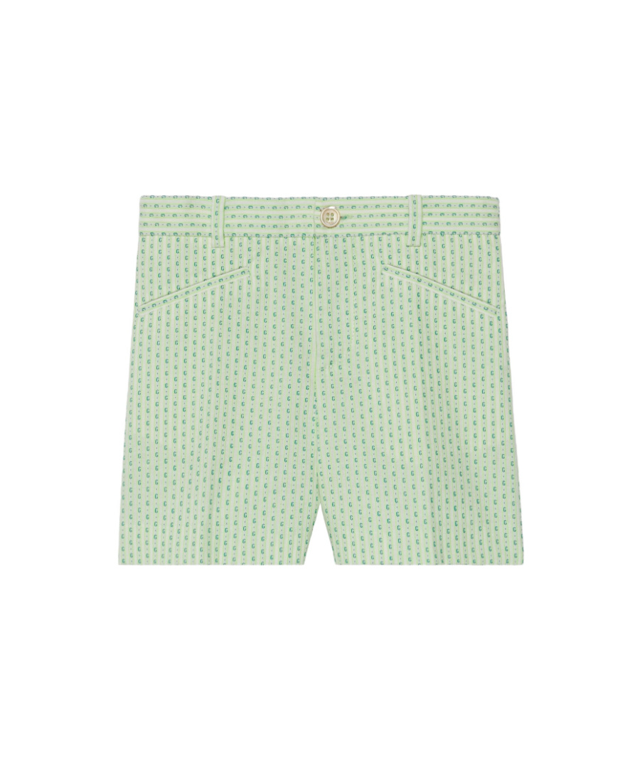 Gucci Gg Intarsia-knit Cotton Shorts In Green