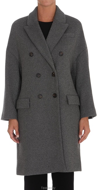 Brunello Cucinelli Double-breasted Cashmere-blend Coat In Black