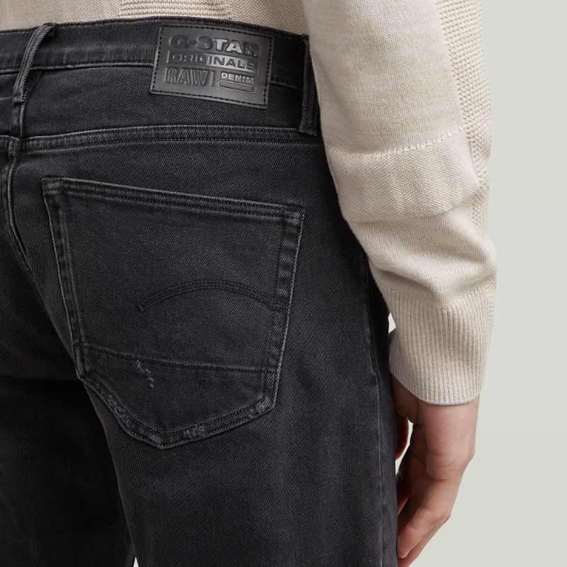 G-star 3301 Distressed Five-pocket Jeans In Black