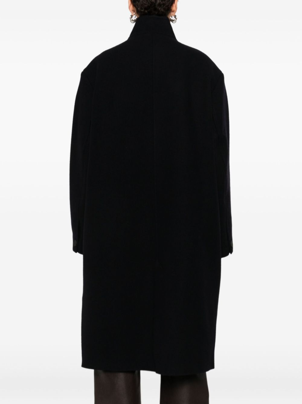 Studio Nicholson Wool Coat Featuring High Collar And Long Sleeves In Black