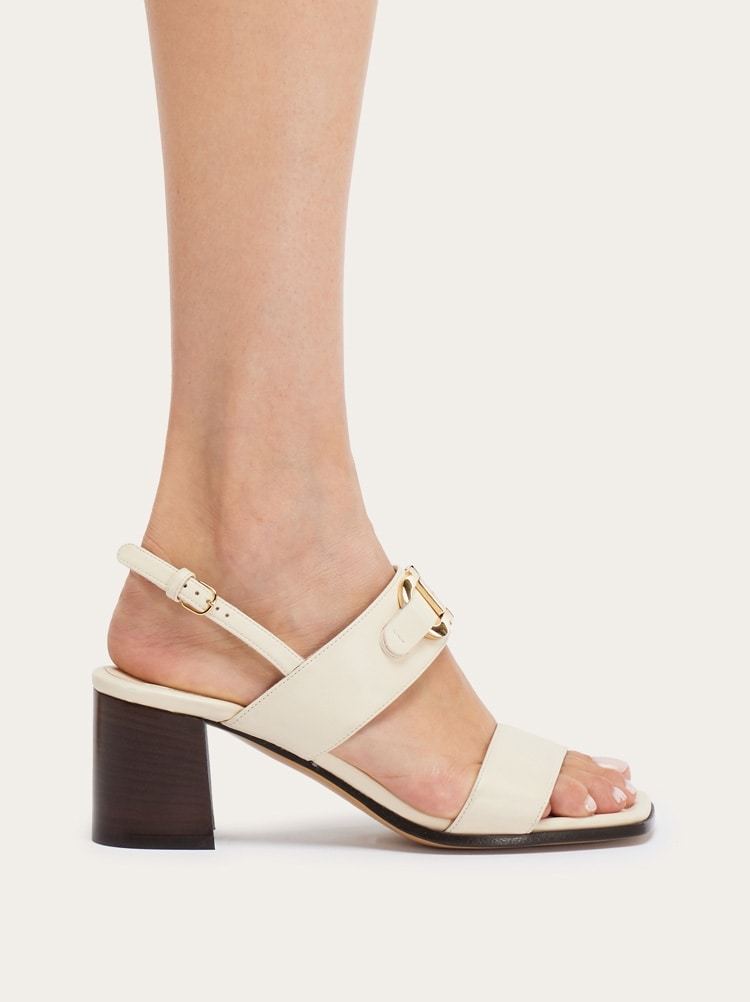 Ferragamo 55mm Gancini-buckle Leather Sandals In Nude
