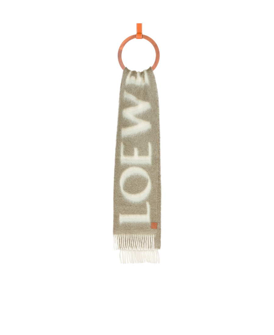 Shop Loewe Scarf In Wool And Mohair In Green