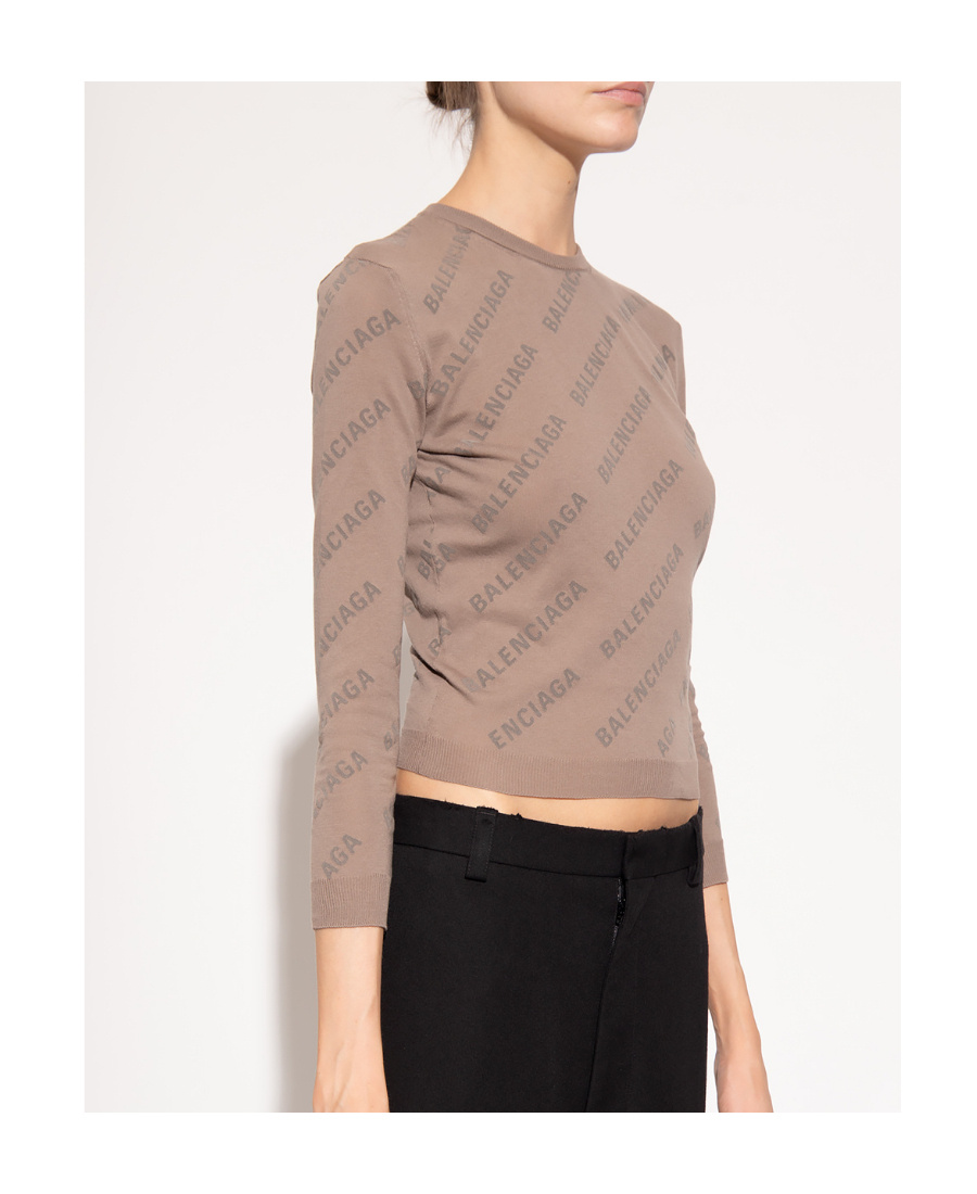 Balenciaga Knitted Pullover Women In Brown