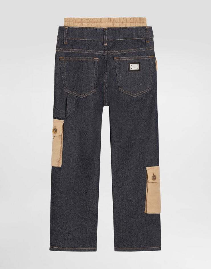Dolce & Gabbana Double-waist Cargo-pocket Jeans In Black