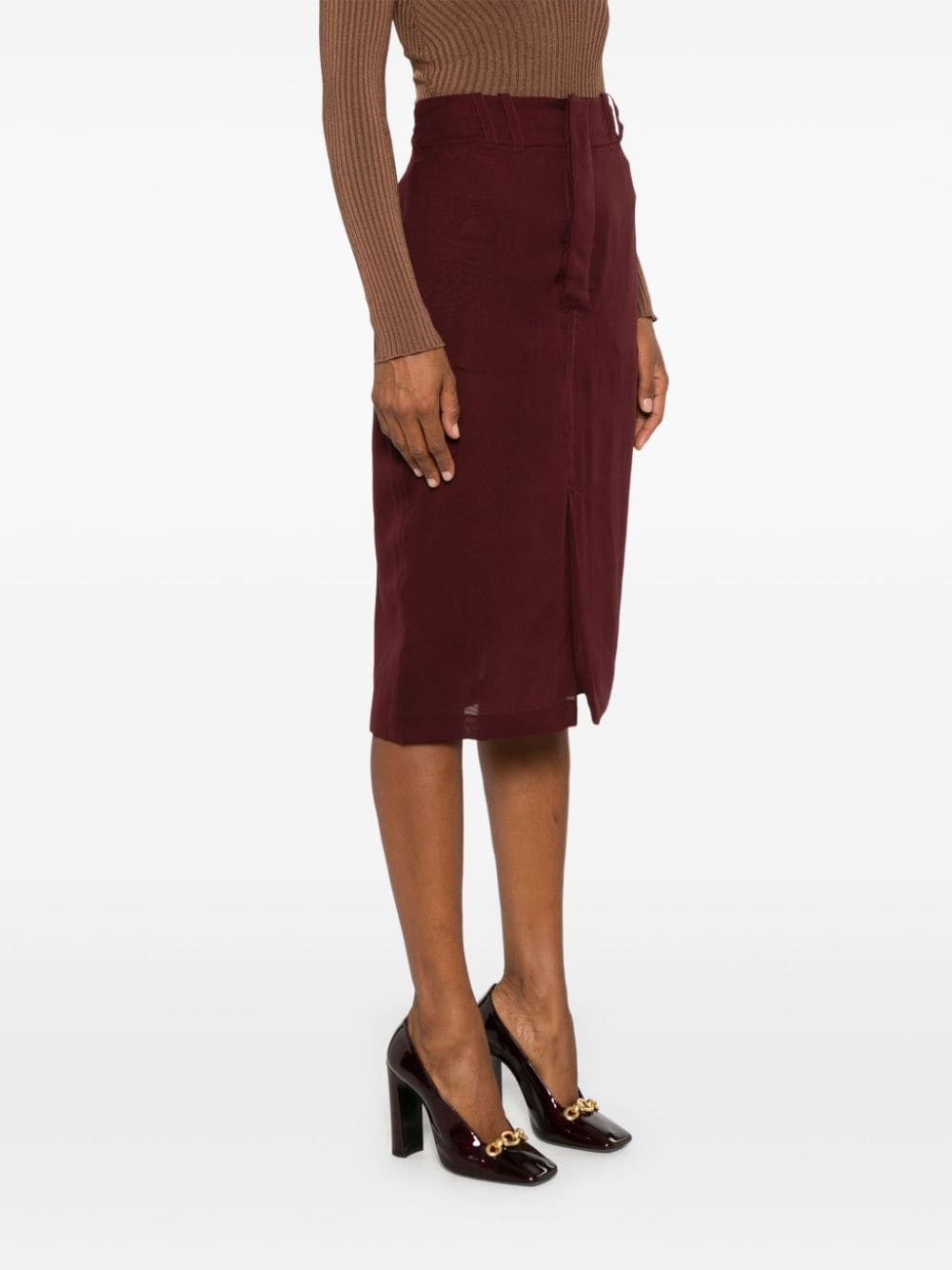 Saint Laurent Midi Skirt In Brown