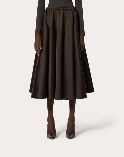 Valentino Pleated Tech Duchesse Midi Skirt In Black