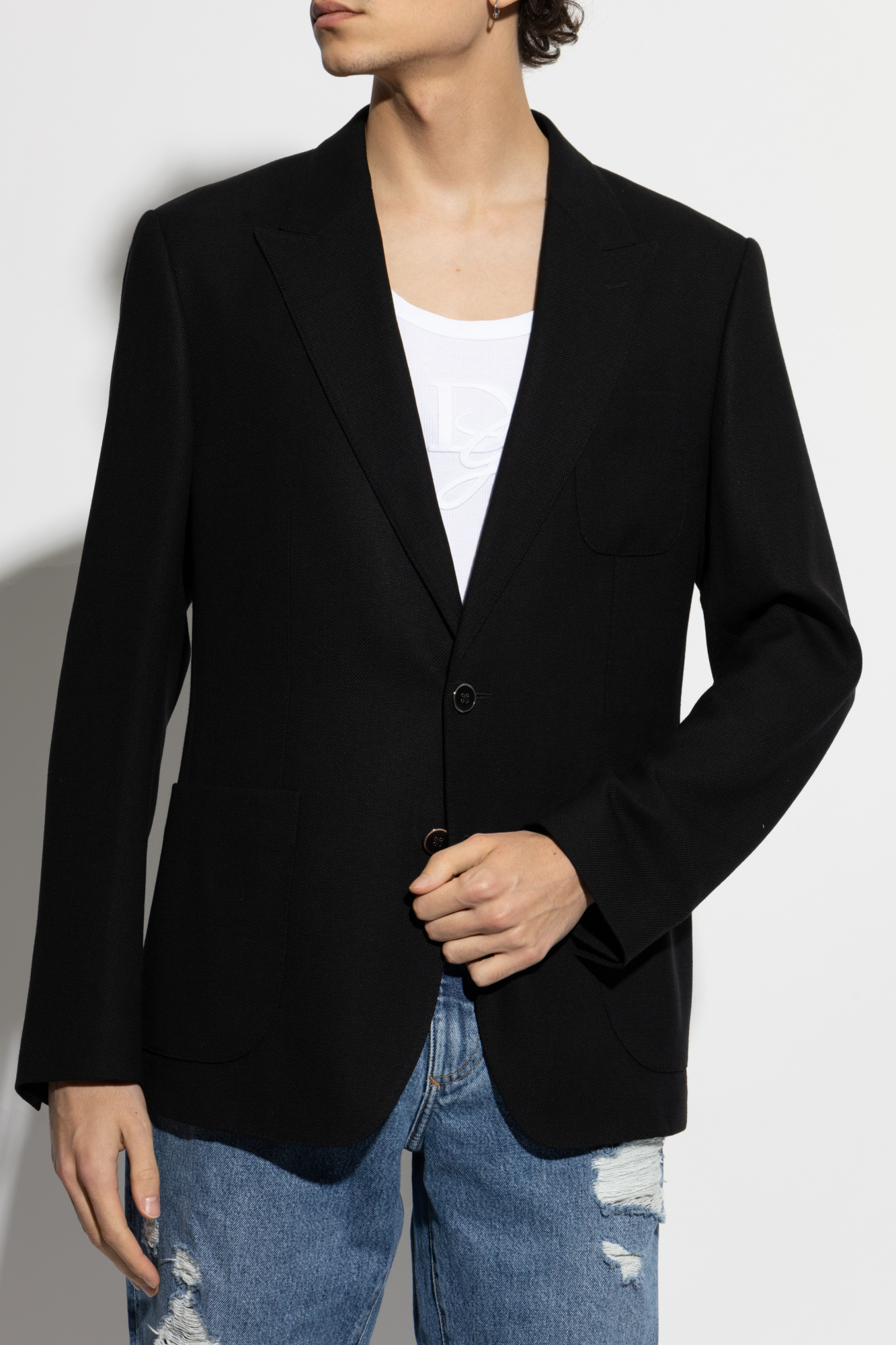 Dolce & Gabbana Long-sleeved Suit Coat In Black